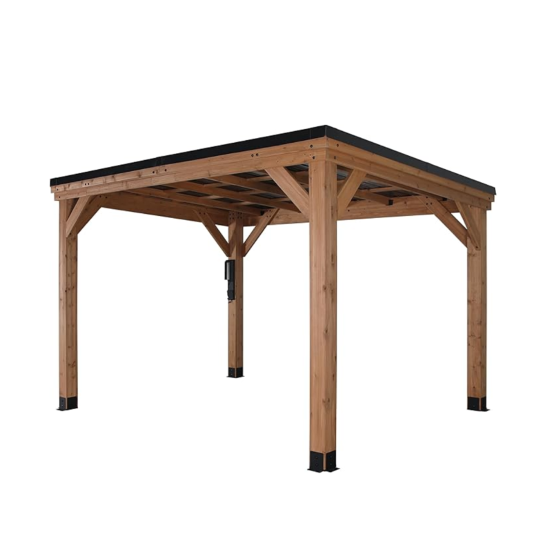 Backyard Discovery 12′ x 9.5′ Arcadia Slope Roof Cedar Gazebo with PowerPort