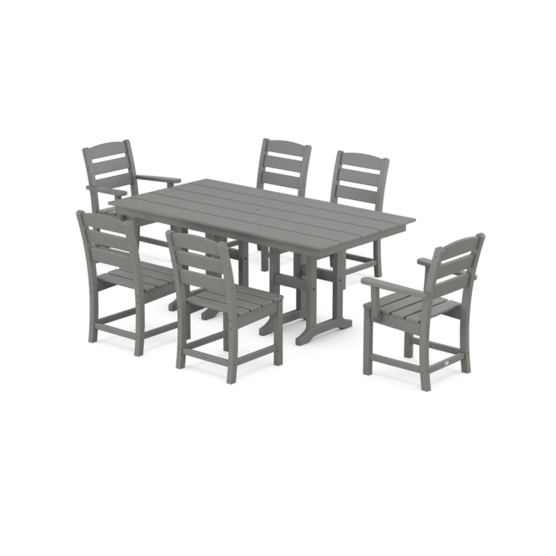 Polywood Lakeside 7-Piece Farmhouse Dining Set – Slate Grey